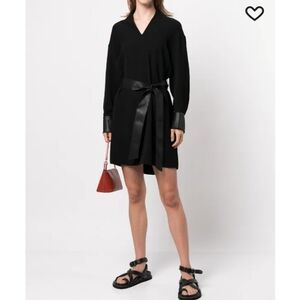 Vince Long Sleeve Slit Neck Dress Size S